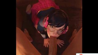 Schoolgirl D.Va Do Amazing Blowjob For Big Dick - Overwatch Hentai 60 FPS High Quality 3D Animated