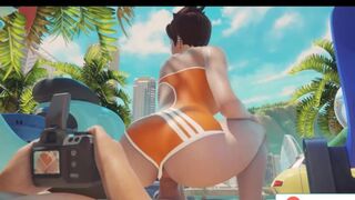 Tracer Record Hot Beach Video - Overwatch Hentai Animation 60Fps