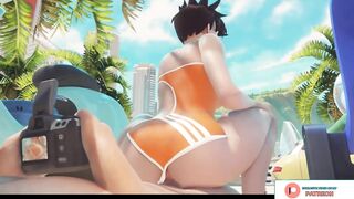 Tracer Record Hot Beach Video - Overwatch Hentai Animation 60Fps