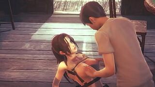 Lara croft cosplay hentai having sex with a man in new animated hentai manga video