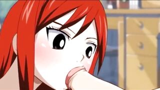 Fairy Tail. Threesome sex with Lucy and Erza