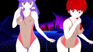 Ranma and Shampoo Dancing , juicy bodies with big tits & ass