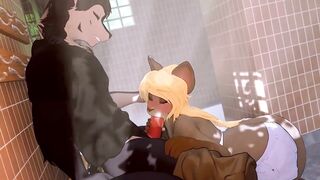 furry couple have sex in locker room