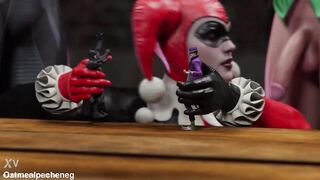 Harley Queen play hard with Joker and Batman