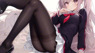 Cute anime girls wearing pantyhose tights compilation