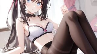 Cute anime girls wearing pantyhose tights compilation