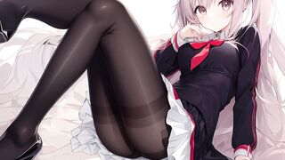 Cute anime girls wearing pantyhose tights compilation