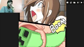 Minecraft Sex Steve Jerking off watching Alex Get Gangbang by Creepers Porn Comic