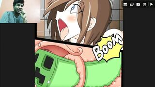 Minecraft Sex Steve Jerking off watching Alex Get Gangbang by Creepers Porn Comic