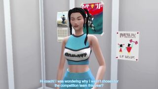 Asian Teen Cheerleader Fucks her Male Coach for a spot on the Team - Sims 4