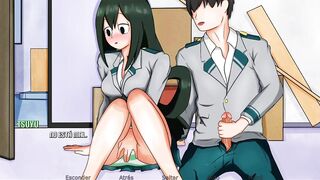 Masturbando a la bella Tsuyu de My Hero Academy - RE:Hero Academy