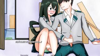 Masturbando a la bella Tsuyu de My Hero Academy - RE:Hero Academy