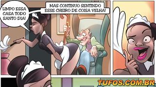 Hot maid giving old Didi a bath! The Sacanas porn comics!