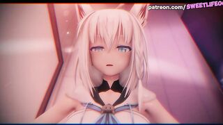 Virtual YouTuber - Shirakami Fubuki Enjoying Receiving Cream In Her Pussy!