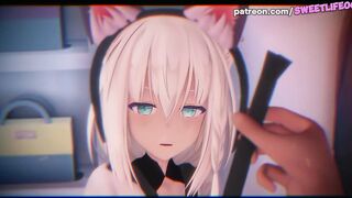 Virtual YouTuber - Shirakami Fubuki Enjoying Receiving Cream In Her Pussy!