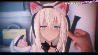 Virtual YouTuber - Shirakami Fubuki Enjoying Receiving Cream In Her Pussy!