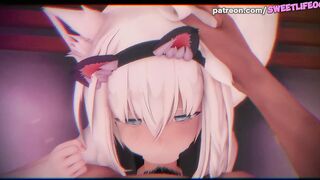 Virtual YouTuber - Shirakami Fubuki Enjoying Receiving Cream In Her Pussy!