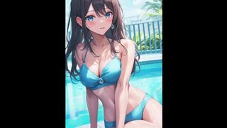 ASMR Sloppy Blobjob and Manga Girls in Bikinis