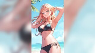 ASMR Sloppy Blobjob and Manga Girls in Bikinis