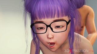 Japanese nerd schoolgirl in glasses fucked in candy room