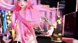 MMD vocaloids in transparent dresses