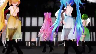 MMD vocaloids in transparent dresses