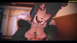 Virtual Youtuber - Nerissa Ravencroft Riding Big Dick!