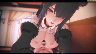 Virtual Youtuber - Nerissa Ravencroft Riding Big Dick!