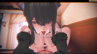 Virtual Youtuber - Nerissa Ravencroft Riding Big Dick!