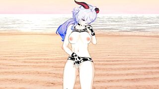 Genshin Impact : Ganyu Masturbates on the Beach [ hentai r34 ]