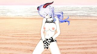 Genshin Impact : Ganyu Masturbates on the Beach [ hentai r34 ]