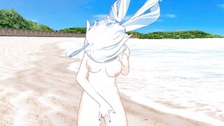 Genshin Impact : Furina Masturbates on the Beach [ hentai r34 ]