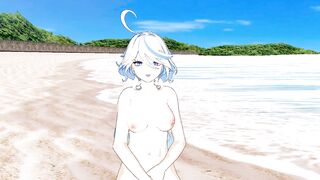 Genshin Impact : Furina Masturbates on the Beach [ hentai r34 ]