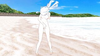 Genshin Impact : Furina Masturbates on the Beach [ hentai r34 ]