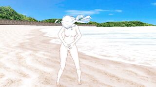 Genshin Impact : Furina Masturbates on the Beach [ hentai r34 ]