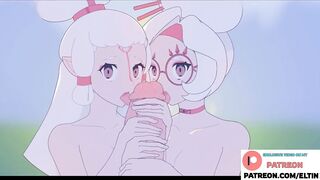 Purah Do Hot Double Blowjob With Girlfriend And Getting Cum | Zelda Hentai 4k 60fps