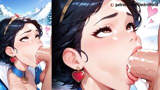 Snow White gets a lot of cum on her face and feet