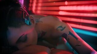 Cyberpunk 3d porn - Judy rides V till massive creampie