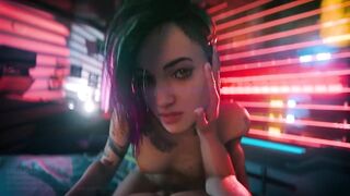 Cyberpunk 3d porn - Judy rides V till massive creampie