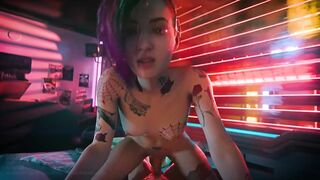 Cyberpunk 3d porn - Judy rides V till massive creampie