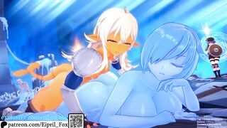 Hot Futanari Shark and Slime Girl Hentai Futa