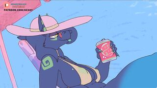 FUTANARI FURRY TRUING A SPECIAL DRINK ON THE BEACH | FUTA FURRY HENTAI ANIMATION