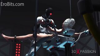 Android Futanari on Fixed Female. Animated SciFi 3DX porn