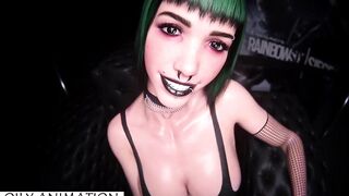 Goth Ela R6 handjob oily jerking off POV