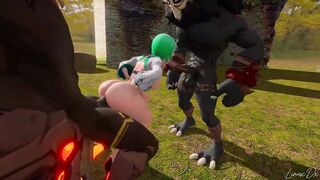 Genshin Impact Eula Sex Party Hilichruls Boss Threesome Hentai MMD 3D Dark Green Hair