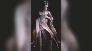 3D cartoon mature mil wife with sexy dress got her wet pussy fucked so hard