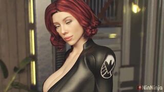 NinNinja3D - Black Widow x Futa She-Hulk