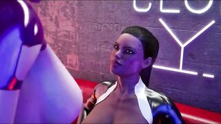 Futa ebony anal fucking a big tits babe in a night club in a 3d animation