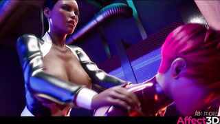 Futa ebony anal fucking a big tits babe in a night club in a 3d animation