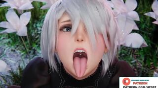 2B PUBLIC BBC BLOWJOB AND GETTING CUM IN MOUTH | BBC HENTAI ANIMATED 4K 60FPS